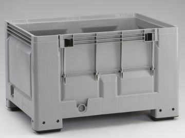 Caisse palette plastique avec porte 1200x800x760 mm 500L 4 pieds GRISE