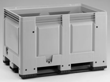 Caisse palette plastique 1200x800x790 mm 500L 3 patins GRISE