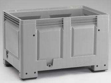 Caisse palette plastique 1200x800x760 mm 500L 4 pieds GRISE