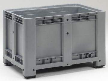 Caisse palette plastique 1200x800x760 mm 470L 4 pieds GRISE