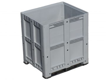 Grande caisse palette plastique sur mesure 870 litres 120x80x128 cm 2 semelles GRIS