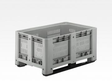 Palox plastique ajouré 1200x800x600 mm 330 litres 2 semelles GRIS