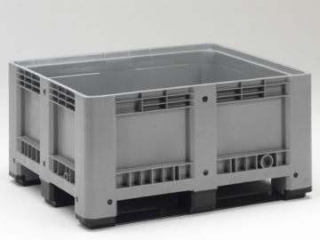 Palox plastique basse étanche 1200x1000x600 mm 430L 3 patins GRIS