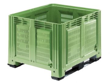 Palox plastique agricole 120x100x78 cm 680 litres ajouré 2 semelles VERT