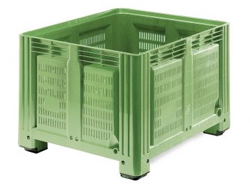 Palox plastique agricole 120x100x76 cm 680 litres ajouré 4 pieds VERT