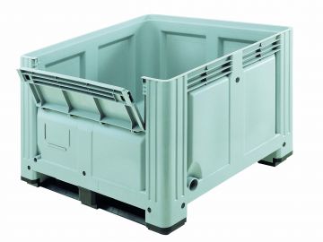 Palox plastique avec porte 1200x1000x870 mm 760L alimentaire étanche 2 patins