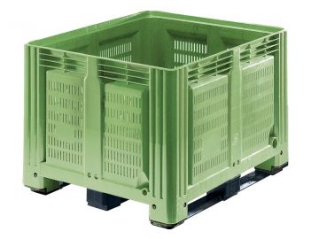 Palox plastique agricole 120x100x87 cm 760 litres ajouré 3 semelles VERT