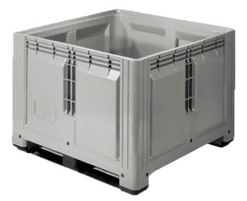 Palox 120x120x87 cm 900L plastique alimentaire étanche 2 patins GRIS