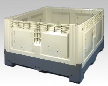 Caisse palette plastique pliable alimentaire 120x120x81 cm 880L 3 semelles