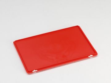 Couvercle caisse plastique à charrière et clips 600x400 mm ROUGE