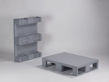 Demi palette plastique 80x60 pleine alimentaire gris 3000/750/500 kg