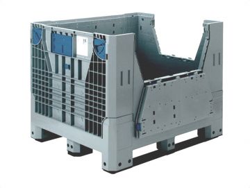 Caisse palette plastique pliable 120x100x90 cm 790L renforcée 2 trappes