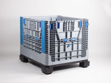 Caisse palette plastique pliable 1200x1000x980 mm 850L 4 trappes