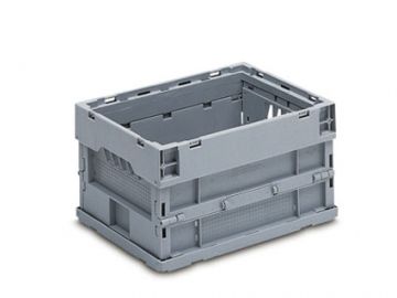 Bac de transport pliable 400x300x225 mm gris avec verrouillage