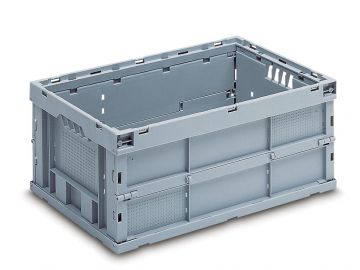 Bac de transport pliable 50 litres, 600x400x260 mm gris avec verrouillage