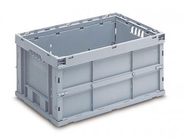 Bac de transport pliable 60 litres, 600x400x300 mm gris avec verrouillage