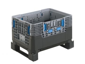 Petite caisse palette pliable 80x60x53 cm 140 litres 2 trappes