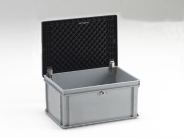 Caisse plastique ADR 4H2 600x400x300 mm 53L avec serrure triangulaire