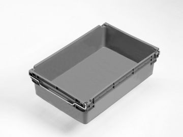 Bac gerbable emboitable sur barres 30L, 600x400x163 mm, gris