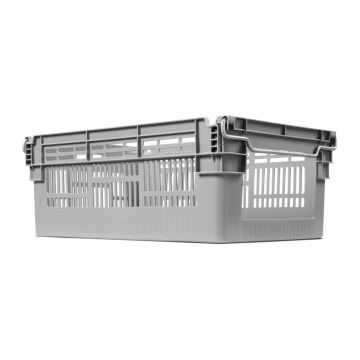 Bac gerbable emboitable avec ouverture frontale 45L, 600x400x237 mm, ajouré gris