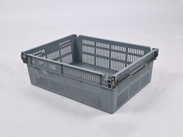 Bac gerbable emboitable sur barres 45L, 600x400x237 mm, fond fermé et parois ajouré gris