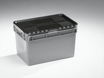 Bac navette charge lourde alimentaire 600x400x370 mm 60L poignées ouvertes