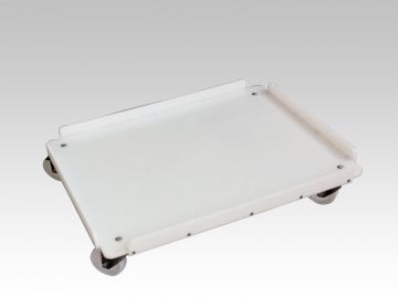 Chariot porte-bacs 800x600 mm sur 4 roulettes chapes galva BLANC