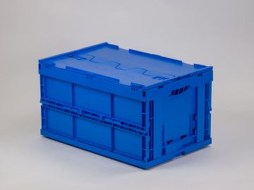 Bac gerbable pliant avec couvercle 600x400x320 mm 66L BLEU