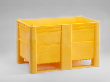Palox plastique alimentaire 1200x800x740 mm 520L 2 patins JAUNE