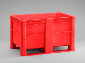 Palox plastique alimentaire 1200x800x740 mm 520L 2 patins ROUGE