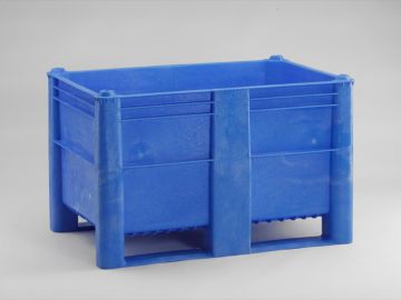 Palox plastique alimentaire 1200x800x740 mm 520L 2 patins BLEU