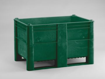 Palox plastique alimentaire 1200x800x740 mm 520L 2 patins VERT