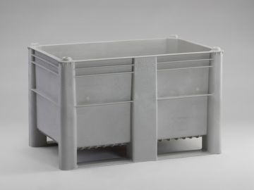 Palox plastique alimentaire 1200x800x740 mm 520L 2 patins GRIS