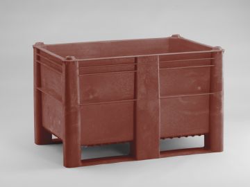 Palox plastique alimentaire 1200x800x740 mm 520L 2 patins MARRON