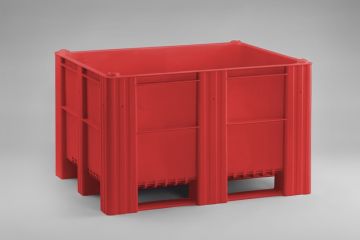 Palox plastique alimentaire 1200x1000x760 mm 630L 3 patins ROUGE
