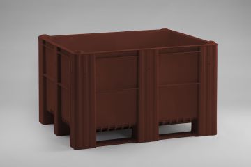 Palox plastique alimentaire 1200x1000x760 mm 630L 3 patins MARRON