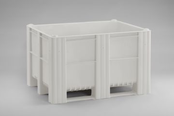 Palox plastique alimentaire 1200x1000x760 mm 630L 3 patins BLANC