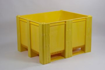 Palox plastique alimentaire 1200x1000x760 mm 630L 3 patins JAUNE