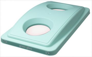 Couvercle poubelle ECOSORT pour verre, bleu aqua, 2 ouvertures