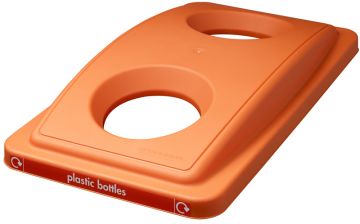 Couvercle poubelle ECOSORT pour plastique, orange, 2 ouvertures