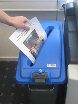 Couvercle de tri papier avec serrure pour poubelle Ecosort BLEU