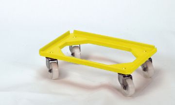 Chariot porte bac 600x400 mm max 200 kg chape galva JAUNE