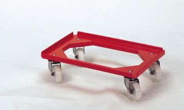 Chariot porte bac 600x400 mm max 200 kg chape inox ROUGE