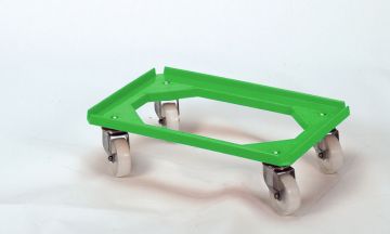 Chariot porte bac 600x400 mm max 200 kg chape galva VERT