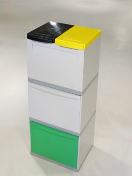 Poubelle tri sélectif empilable design 2 bacs 30L + 2 seaux 18L GRISE / VERT