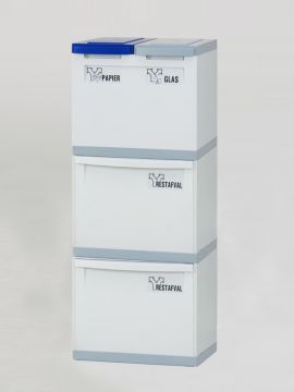 Poubelle tri sélectif empilable design 2 bacs 30L + 2 seaux 18L GRISE / BLEUE