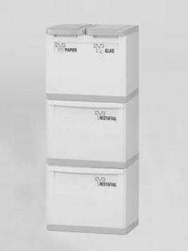 Poubelle tri sélectif empilable design 2 bacs 30L + 2 seaux 18L GRISE