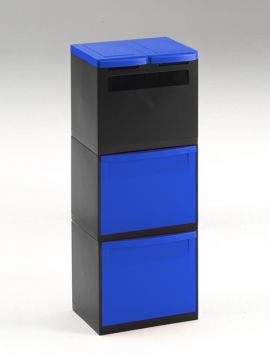 Poubelle tri sélectif empilable design 2 bacs 30L + 2 seaux 18L BLEUE