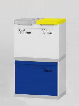 Poubelle tri sélectif désign 1 bac 30L + 2 seaux 18L BLEU/GRIS/GRIS