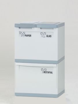 Poubelle tri sélectif désign 1 bac 30L + 2 seaux 18L GRISE